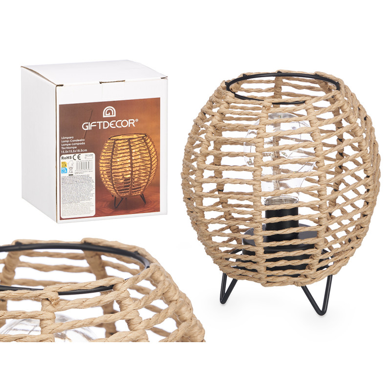 LAMPE TABLE RONDE EN CORDE