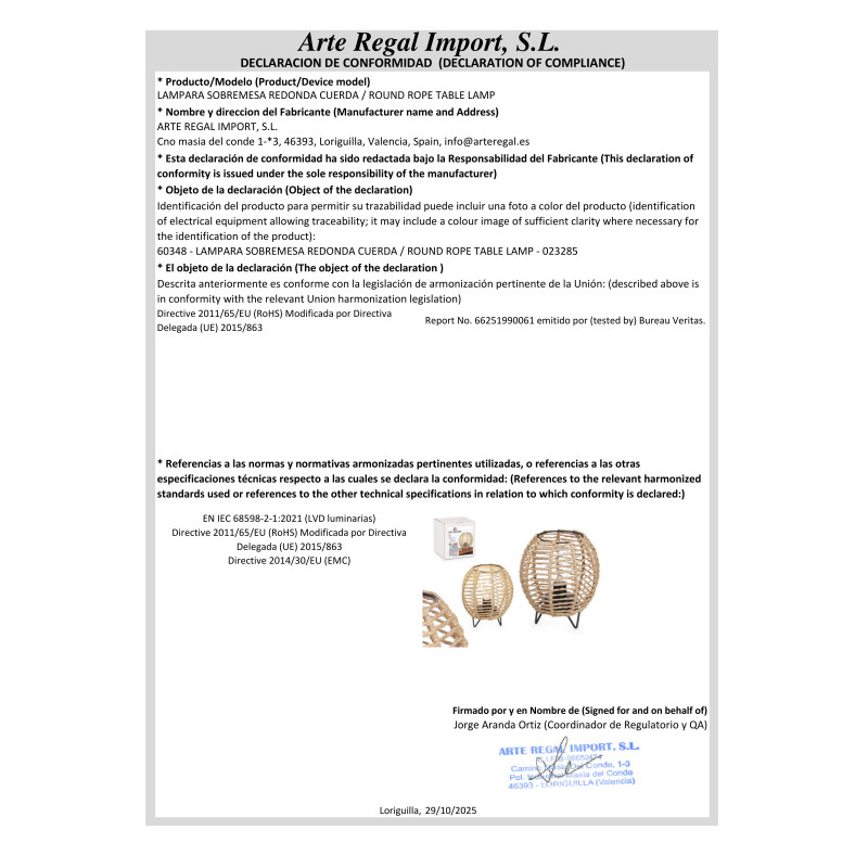 LAMPE TABLE RONDE EN CORDE