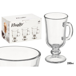 TAZZA CAFFE' LATTE VETRO CON BASE E MANICO 250ML
