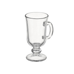 GLASS LATTE COFFEE CUP WITH FOOT AND HANDLE 250ML