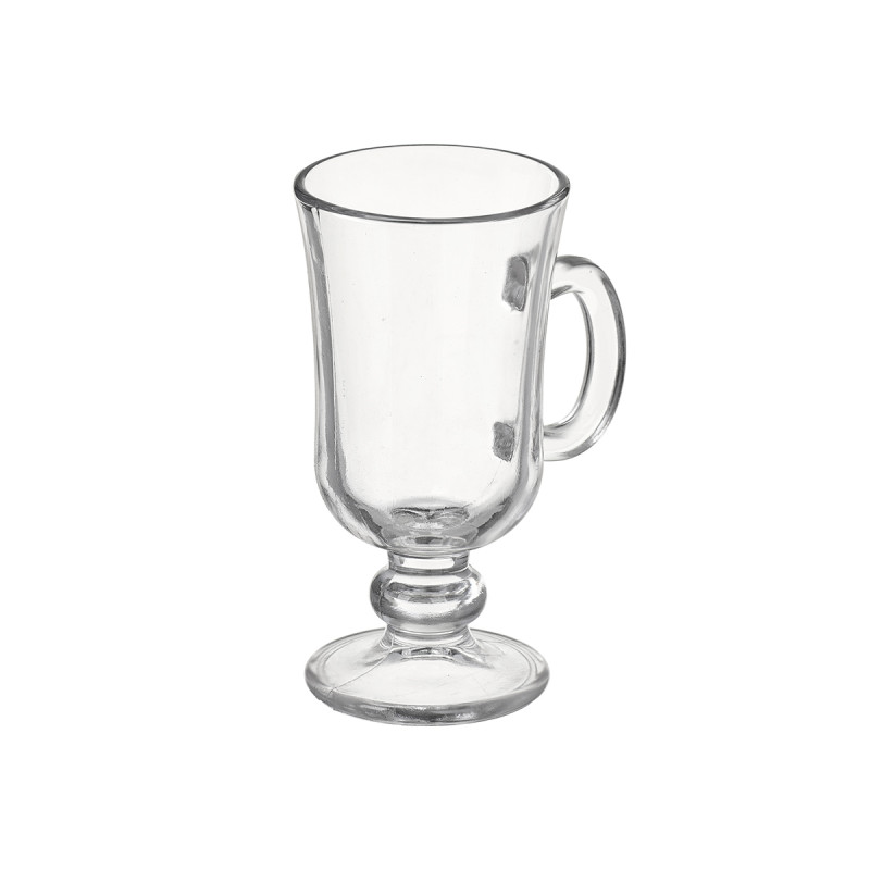 GLASS LATTE COFFEE CUP WITH FOOT AND HANDLE 250ML