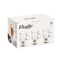 CANECA VIDRO PARA CAFÉ LONGO COM PÉ E ASA 250ML