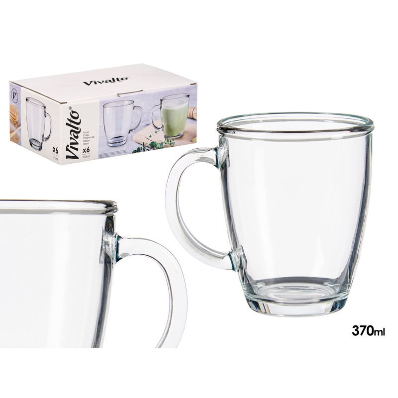 TAZA VIDRIO DESAYUNO 370 ML CON ASA