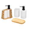 SET DOSIFICADOR VASO BASE BAMBU BLANCO