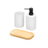 CONJUNTO DISPENSADOR COPO BASE BAMBU BRANCO