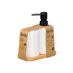 CONJUNTO DISPENSADOR COPO BASE BAMBU BRANCO