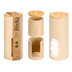 BOTE PLASTICO DOBLE TAPA BAMBU BEIGE