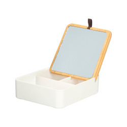 ORGANISATEUR MIROIR PLASTIQUE BAMBOU BLANC