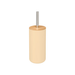 BEIGE BAMBOO PLASTIC TOILET BRUSH HOLDER