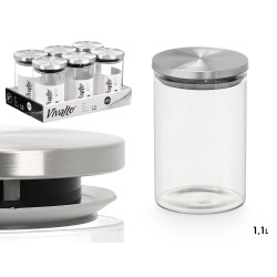 BARATTOLO ROTONDO BOROSILICATO 1,1L TAPPO ACCIAIO
