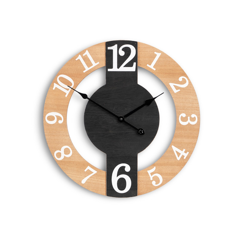 WALL CLOCK BLACK NATURAL