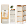PRATELEIRA BAMBU 3 GAVETAS BRANCAS 28,5X26X70CM