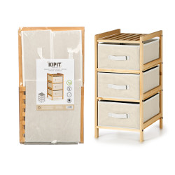 SCAFFALE BAMBU 3 CASSETTI BIANCHI 36X36X66CM