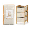 ETAGERE BAMBOU 3 TIROIRS BLANCS 36X36X66CM