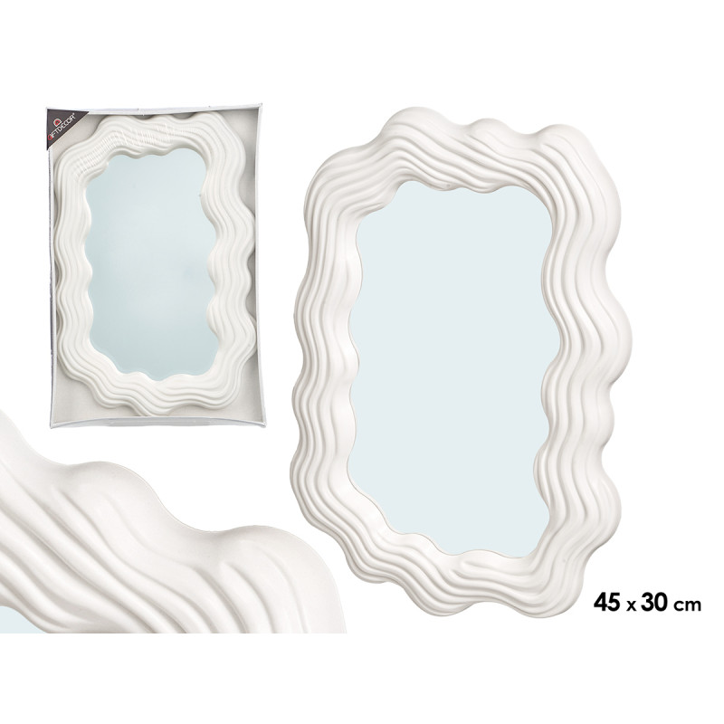 WHITE PLASTIC MIRROR SHAPE 45CM