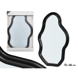 BLACK PLASTIC SHAPED MIRROR 72CM