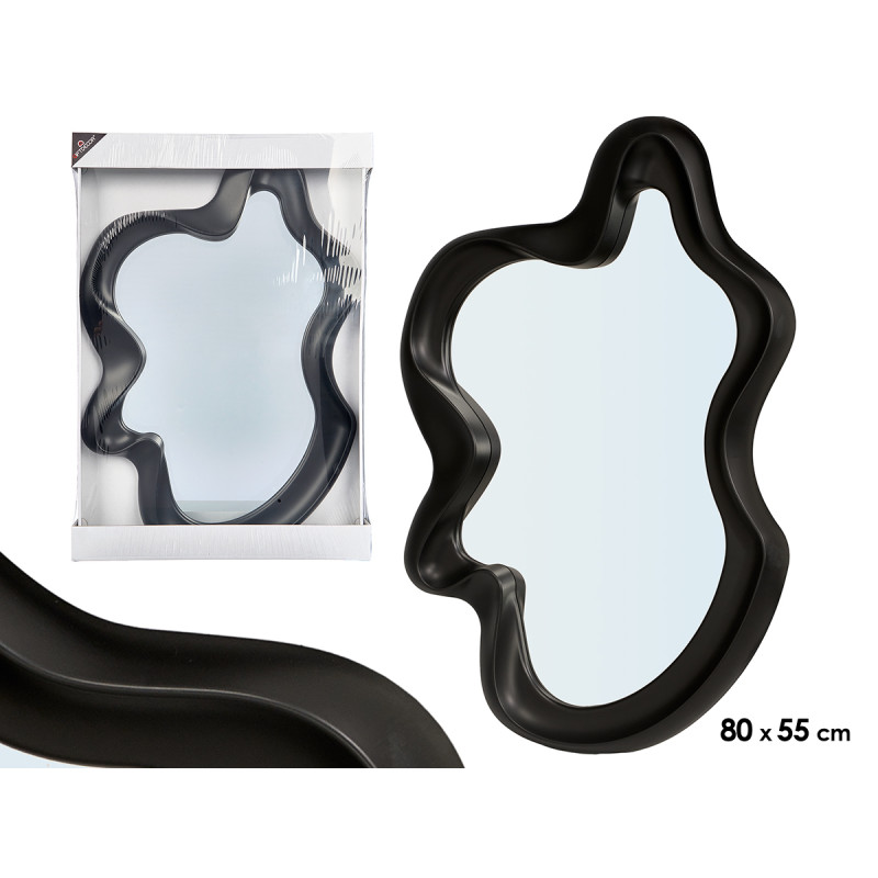 SPECCHIO PLASTICA SAGOMATO NERO 80CM