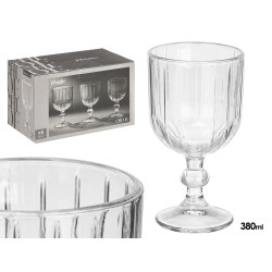 COPA VINO RAYAS 380ML TRANSPARENTE