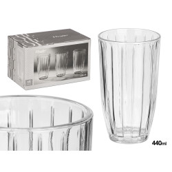 VERRE HAUT RAYURES 440ML TRANSPARENT