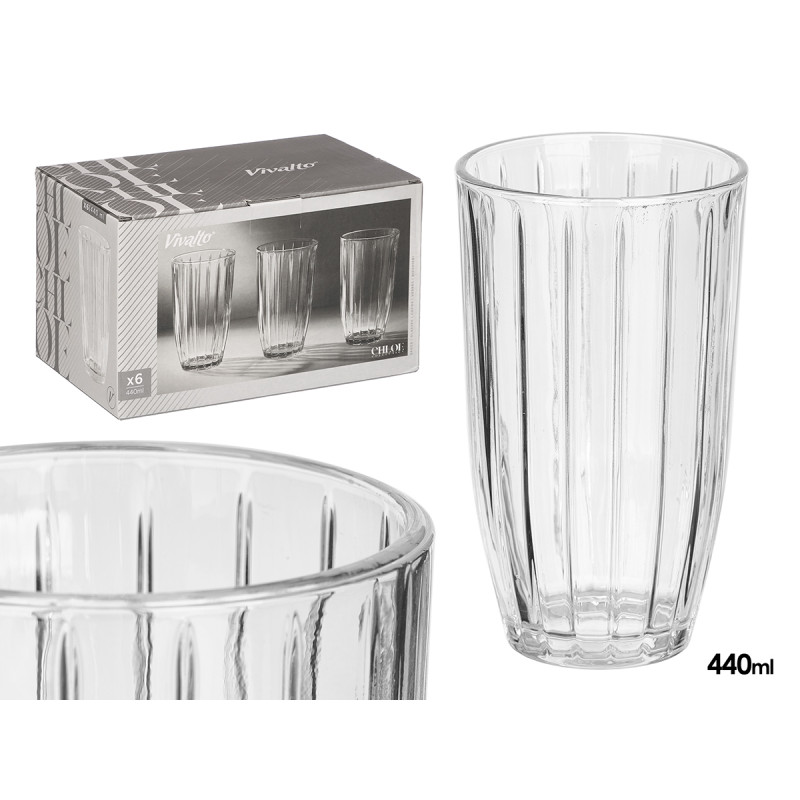 440ML TRANSPARENT STRIPED TALL GLASS