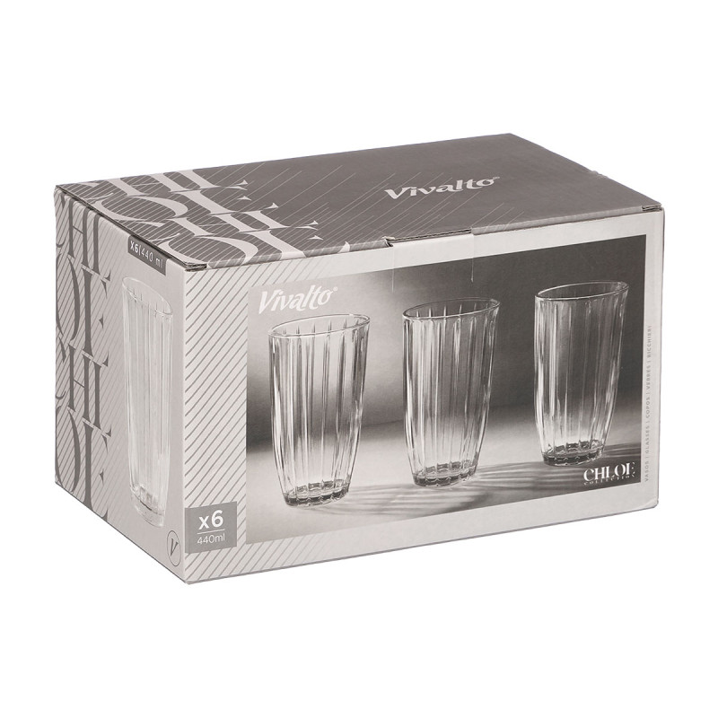 440ML TRANSPARENT STRIPED TALL GLASS