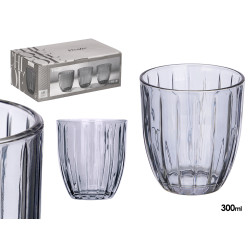 VERRE À EAU  RAYURES 330ML FUMÉE