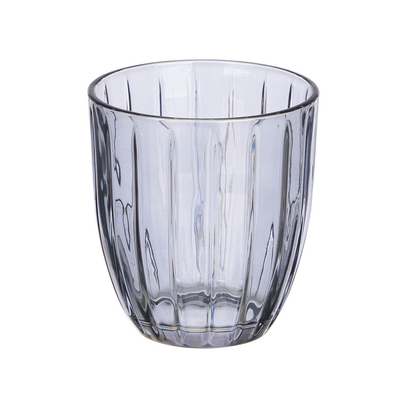 VERRE À EAU  RAYURES 330ML FUMÉE
