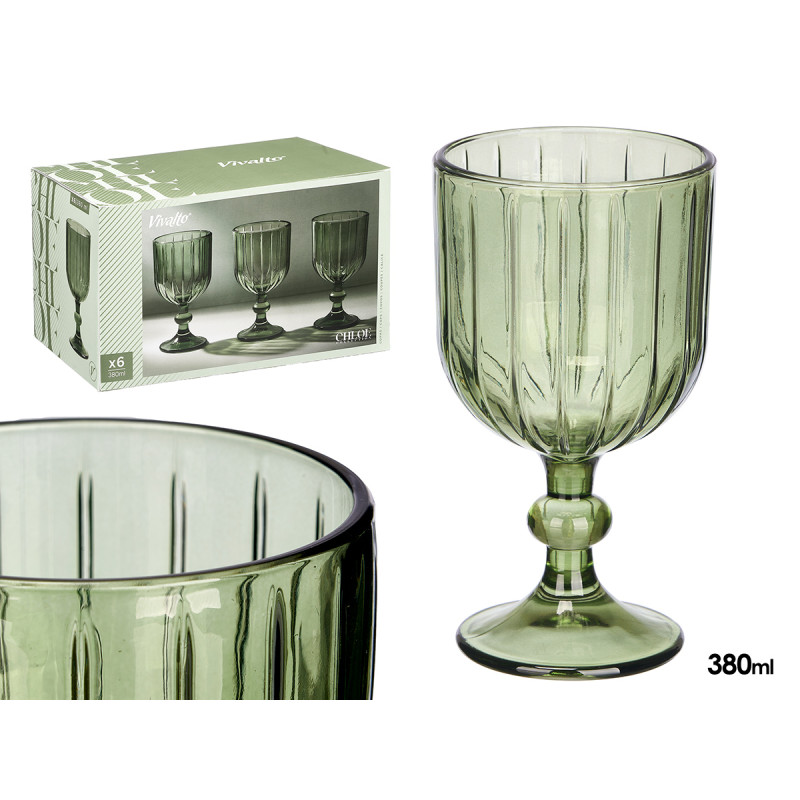 COUPE À VIN RAYURES 380ML VERT