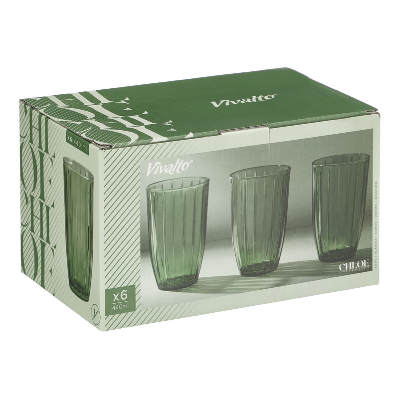 BICCHIERE ALTO RIGHE 440ML VERDE