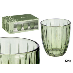 VASO AGUA RAYAS 300ML VERDE