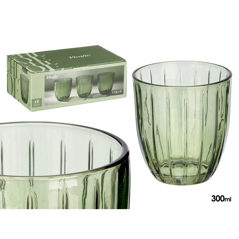 VASO AGUA RAYAS 300ML VERDE