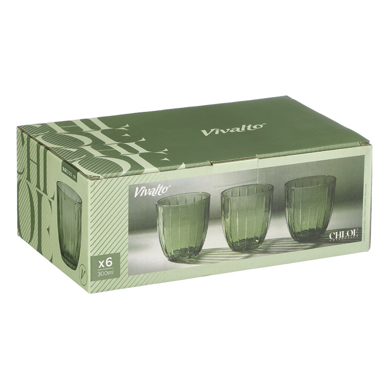 BICCHIERE ACQUA RIGHE 330ML VERDE