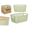 PANIER PLASTIQUE VERT ANSE BAMBOU 27,5X18CM