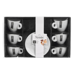 CONJ 6 CHÁVENAS CAFÉ PORCELANA BRANCA PRATO 120ML 