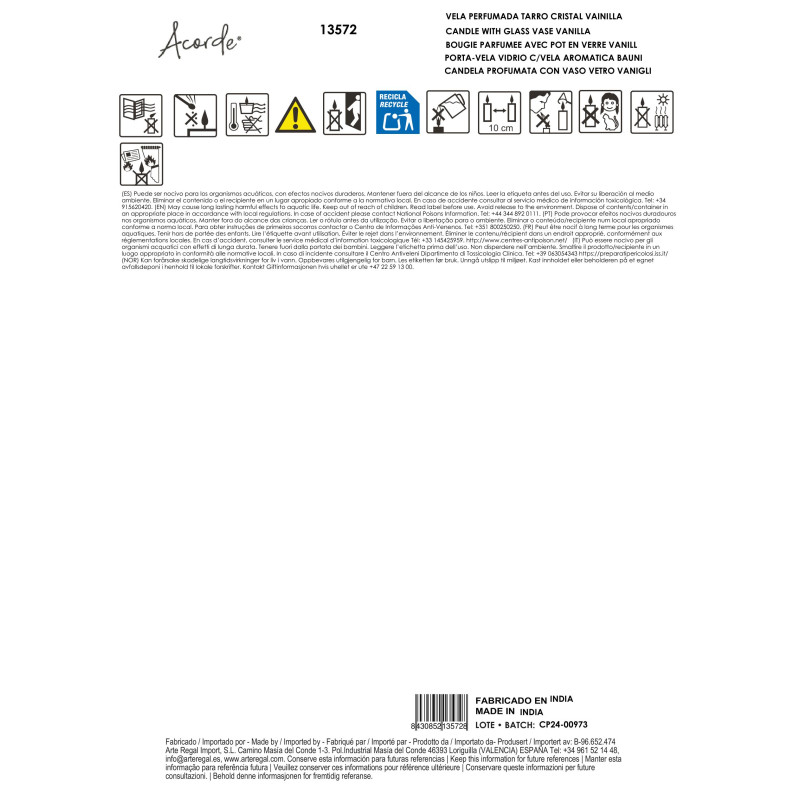 CANDLE WITH GLASS VASE VANILLA