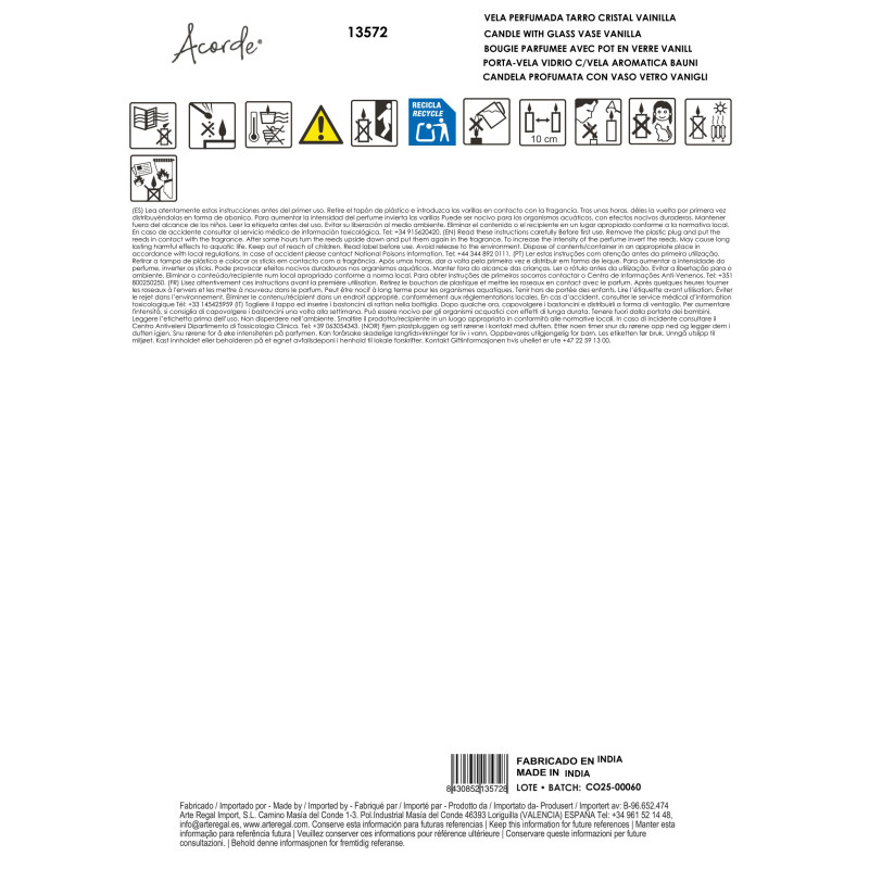 PORTA-VELA VIDRIO C/VELA AROMATICA BAUNI