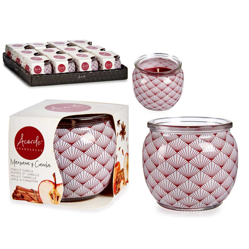 CANDLE WITH GLASS VAS APPLE AND CINNAMON