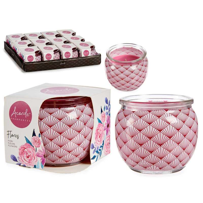 CANLDE WITH GLASS VASE CUT FLOWER