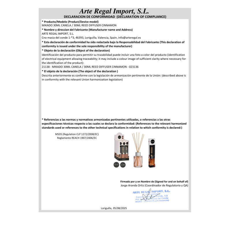 30ML REED DIFFUSER CINNAMON