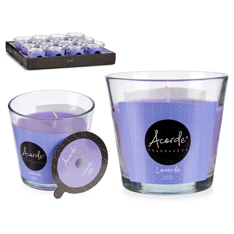 GLASS CANDLE LAVENDER 28H
