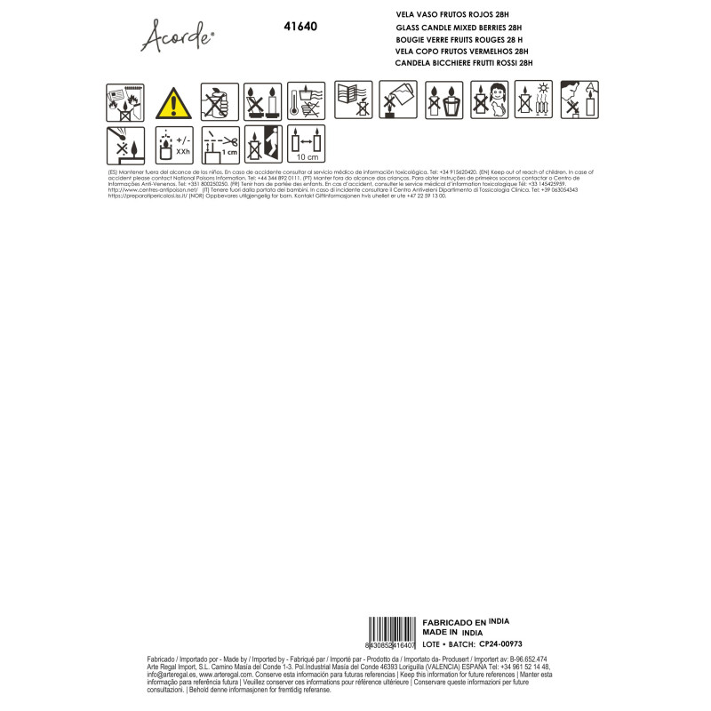 GLASS CANDLE MIXED BERRIES 28H