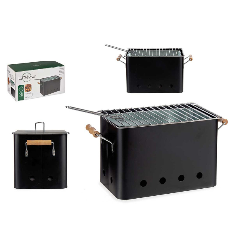 BARBEQUE PORTATILE RETTAN MANIGLIE COL NERO