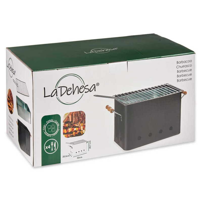 BARBEQUE PORTATILE RETTAN MANIGLIE COL NERO