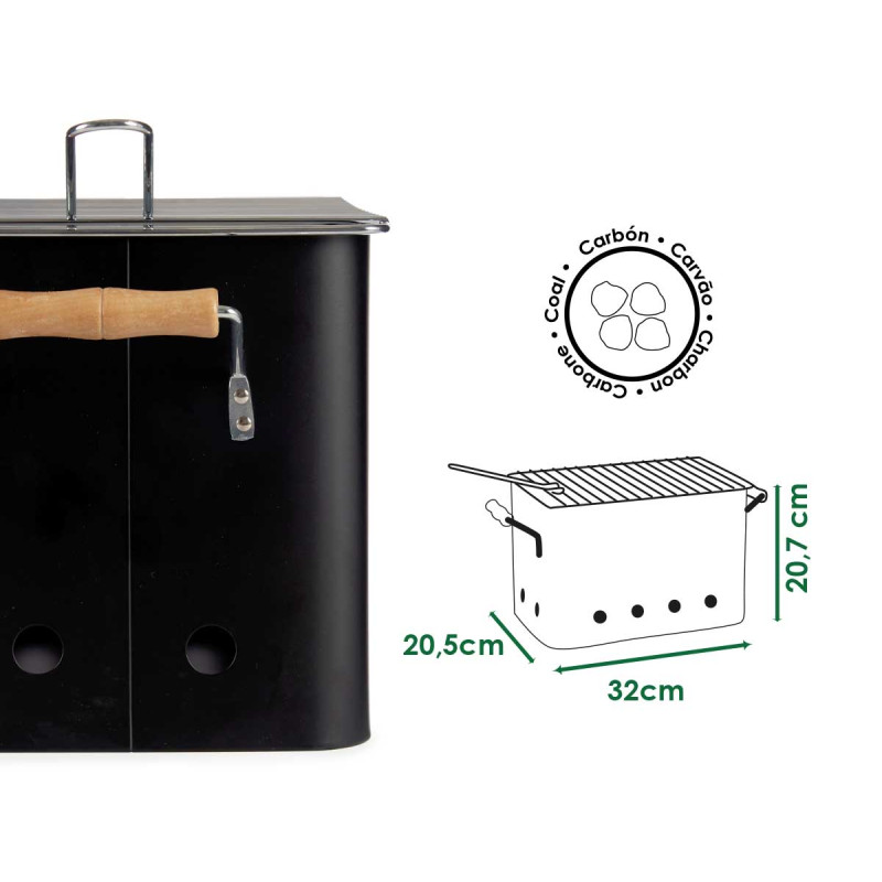 BARBEQUE PORTATILE RETTAN MANIGLIE COL NERO