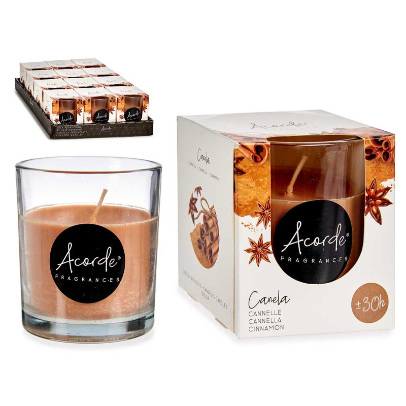 BOUGIE VERRE 30 HEURES CANNELLE