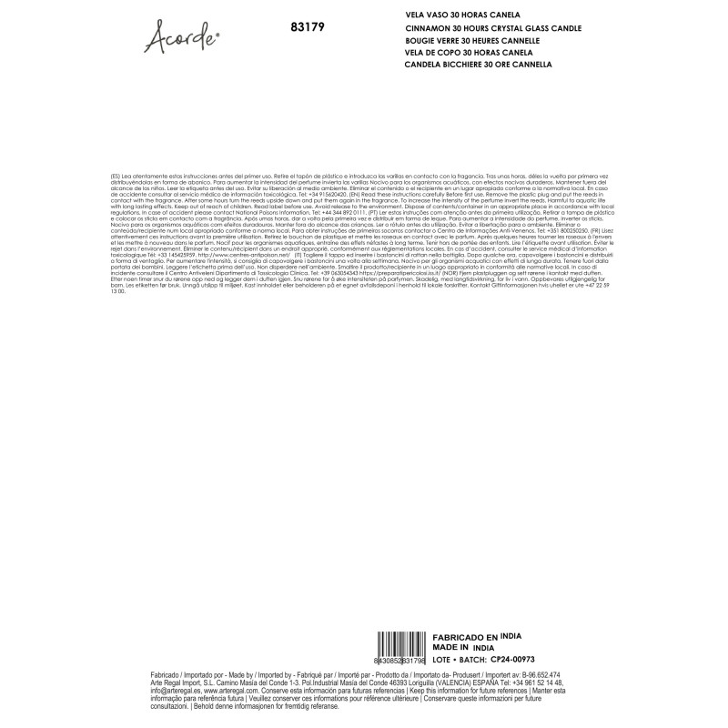 CINNAMON 30 HOURS CRYSTAL GLASS CANDLE