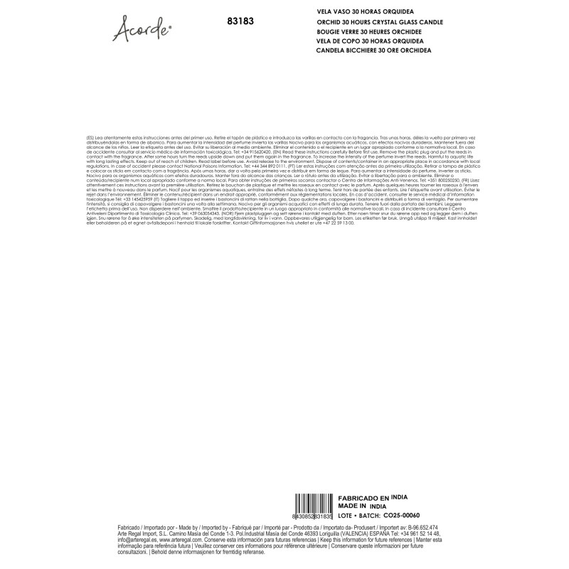 VELA VASO 30 HORAS ORQUIDEA
