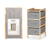 ETAGERE BAMBOU 3 TIROIRS GRIS 36X36X66CM