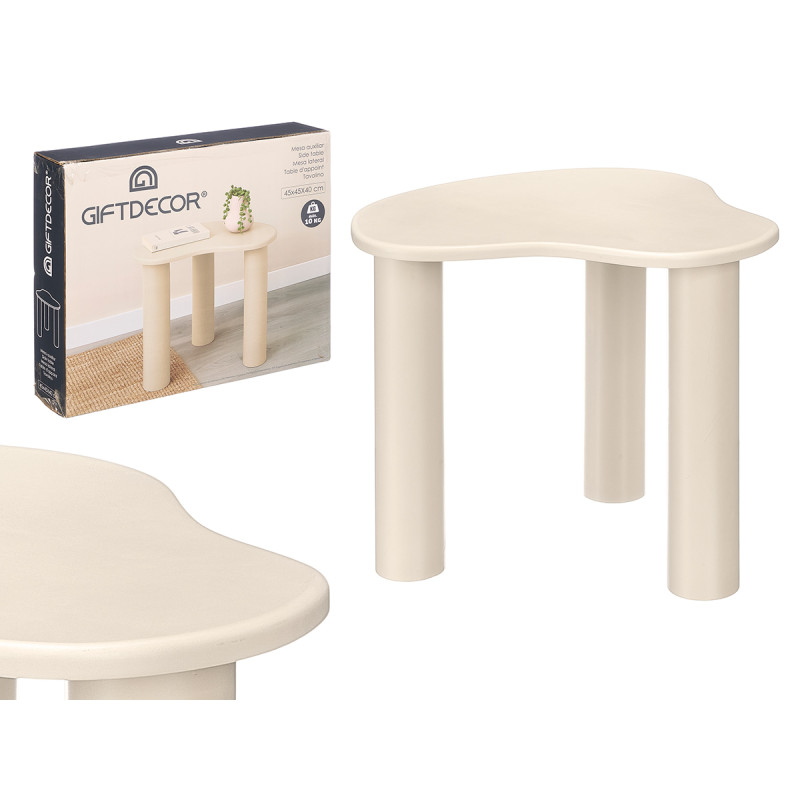 BEIGE SHAPED SIDE TABLE