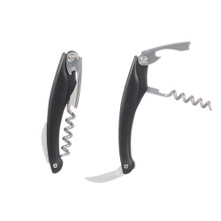 BLACK METAL CORKSCREW KNIFE BOTTLE OPENER
